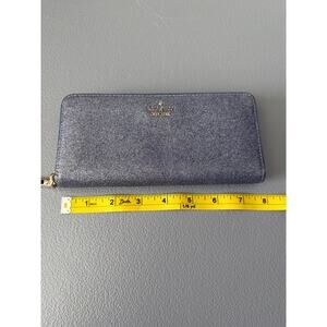Kate Spade Silver Glitter Zip-Around Wallet Nwot Storybook Lining